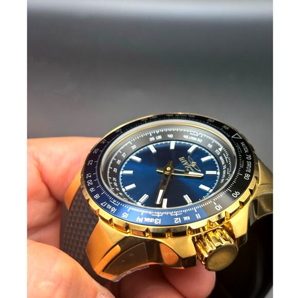 Invicta Aviator 49650 Mens Gold Tone Stainless Steel Blue Dial Watch NIBWT - Picture 13 of 17